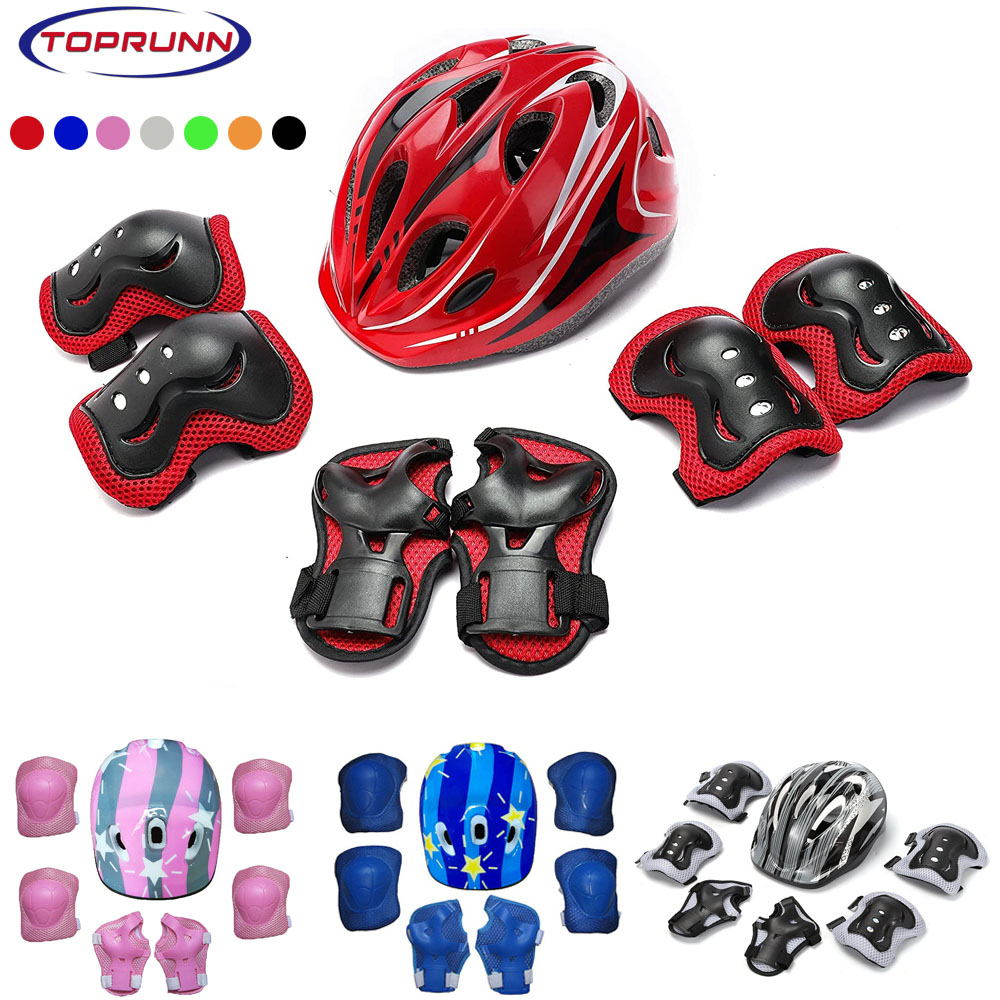 Scooter Helmet Set - Capacete de bicicleta infantil, joelheiras, cotovelo,