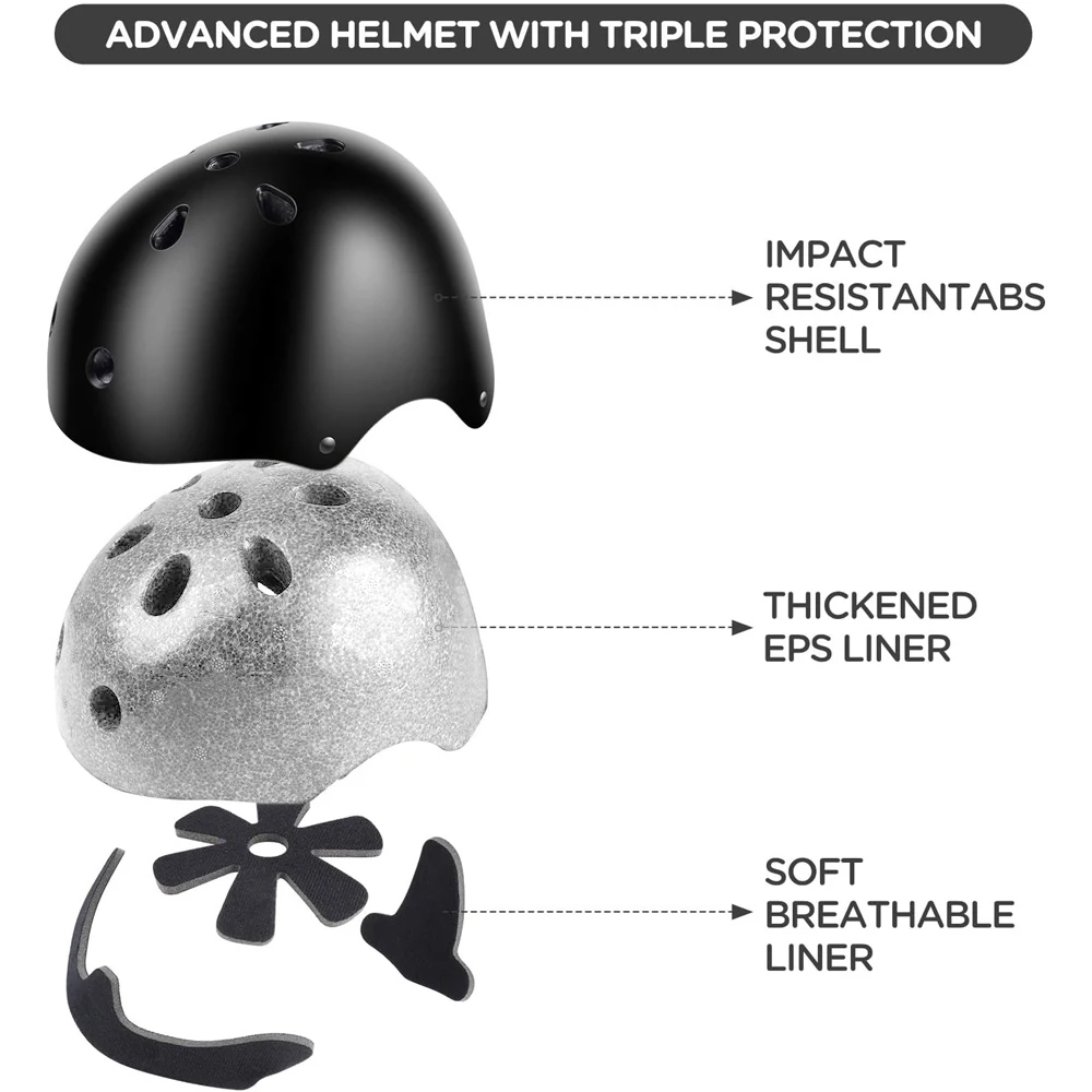 7 pçs/set crianças capacete da - Scooter Helmet Set avaliação e preço